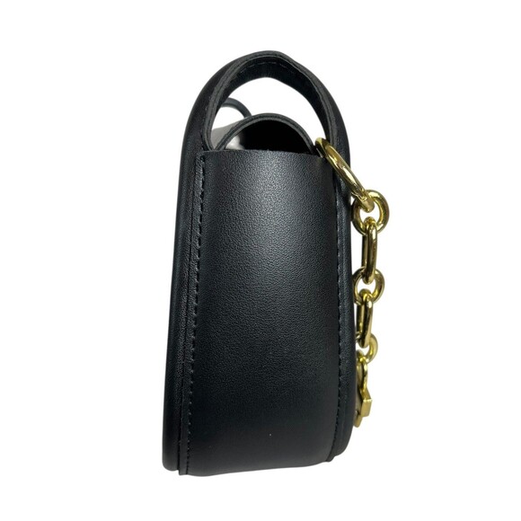 Meigefei Small Black Flap Front Shoulder Bag Handbag w Chain Detail - Picture 3 of 8